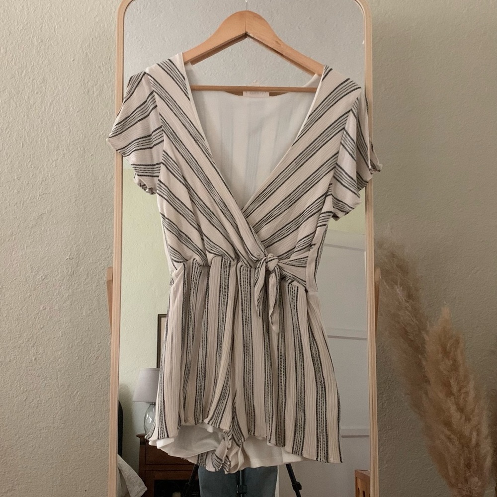 Striped Crepe Romper